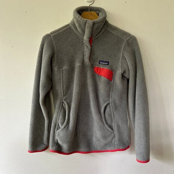 Patagonia Fleece Pullover Womens XS Gray 1/4 Button Cozy High Neck Pockets - Picture 1 of 7